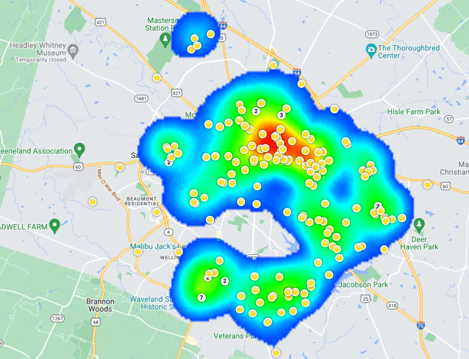 Heat map shows one year of Lexington narcotics violations