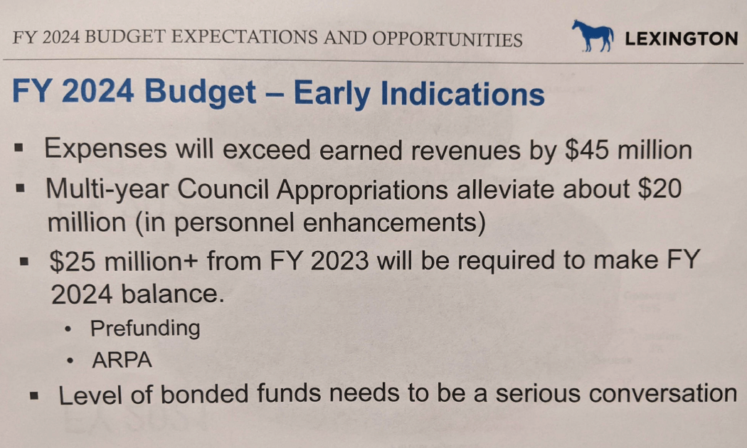 City gives first look at Lexington's FY24 budget - $45M shortfall, new debt expected