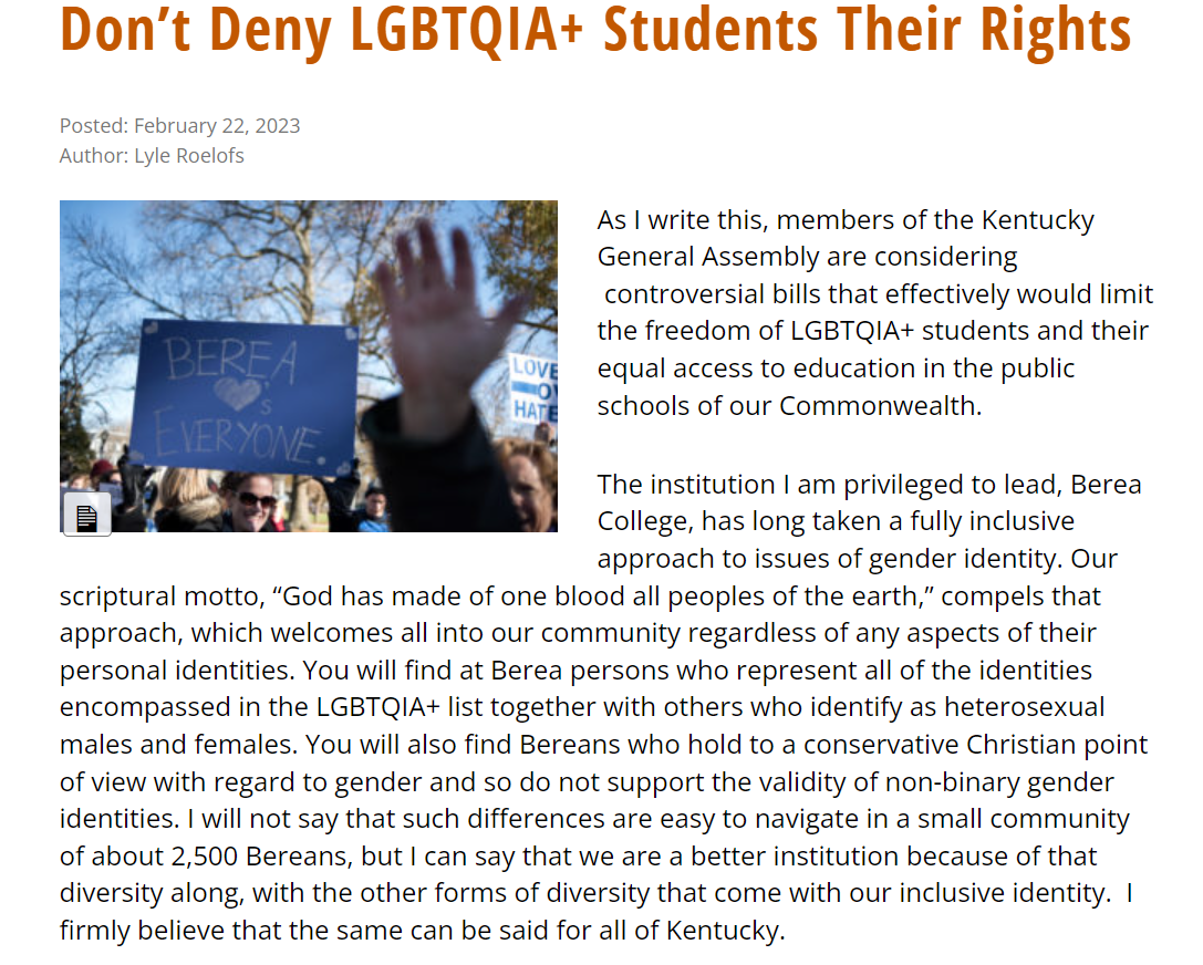 How Ket Perkins and the SGA Moved Berea College to Condemn Anti-Gay and Anti-Trans Bills in the Kentucky General Assembly