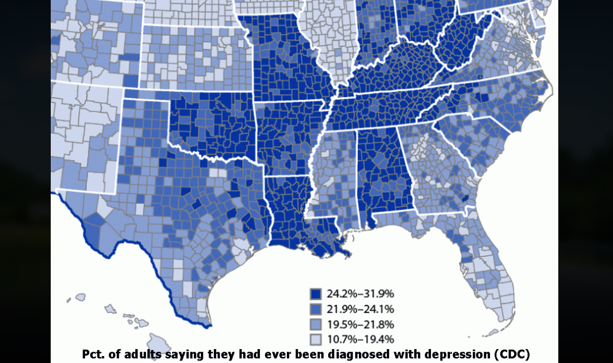 One-fourth of Kentuckians say they have ever been diagnosed with depression; only W.Va. was higher in national CDC survey