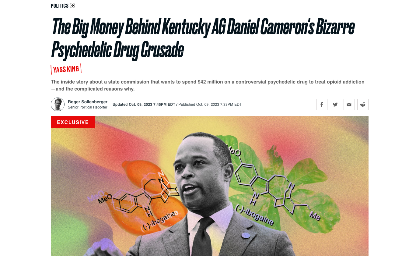 Daily Beast follows the money: Daniel Cameron's $42 million bet on psychedelic drug ibogaine