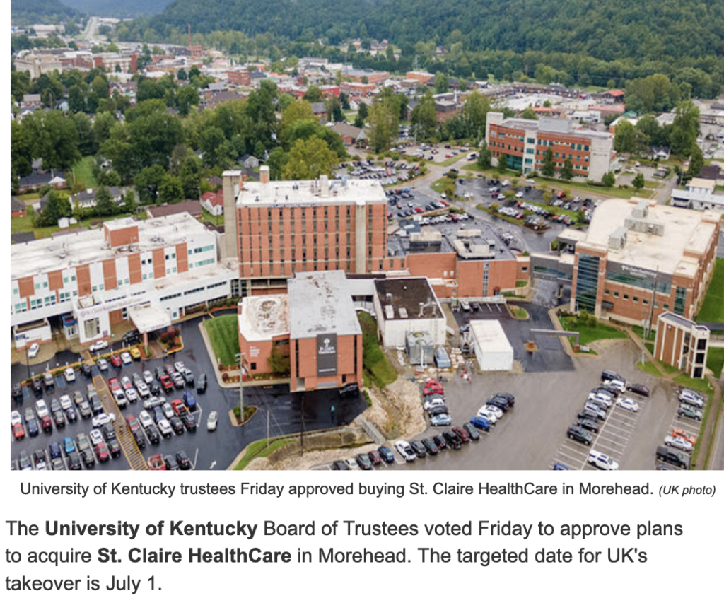 University of Kentucky will buy St. Claire Hospital in Morehead