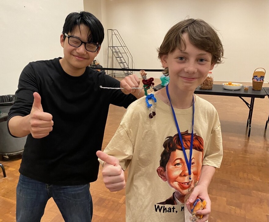 Dominic Luba and Hunter Parsons paired up and made a puppet they named Metal Man. The boys used Metal Man as the star of a promotional video they created for the Create and Curate Showcase.
