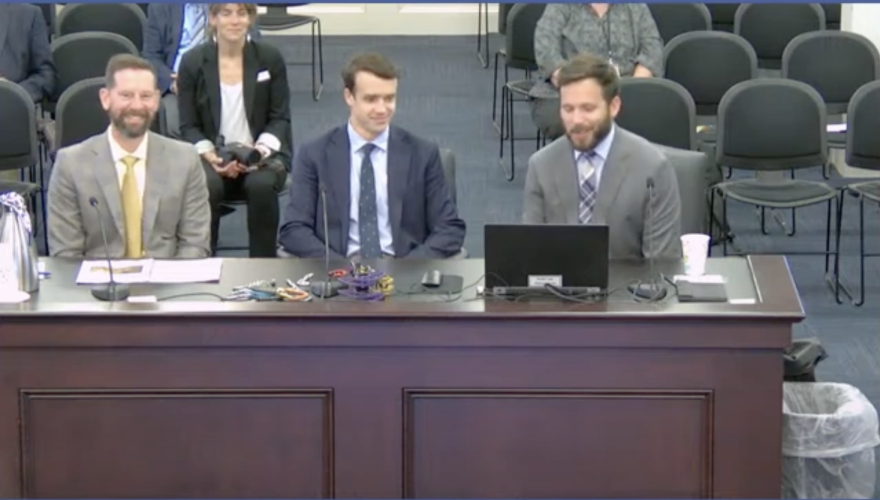 Members of the Red River Gorge Climber's Coalition present updates to Kentucky's recreational land use law to a summer committee at the State Capitol.