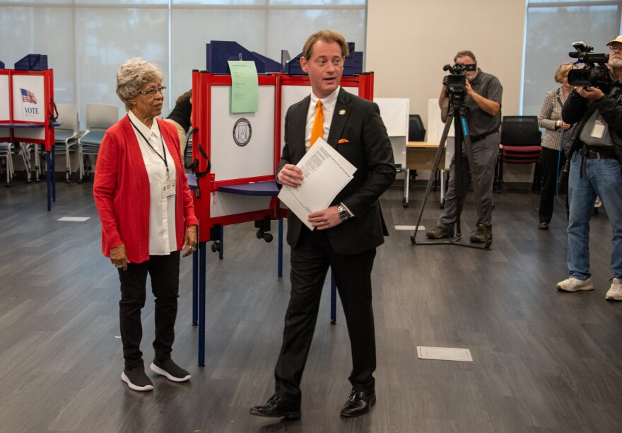 Kentucky Secretary of State Michael Adams voted early on Thursday. Adams has spearheaded efforts for the legislature to expand access to early voting in the state.