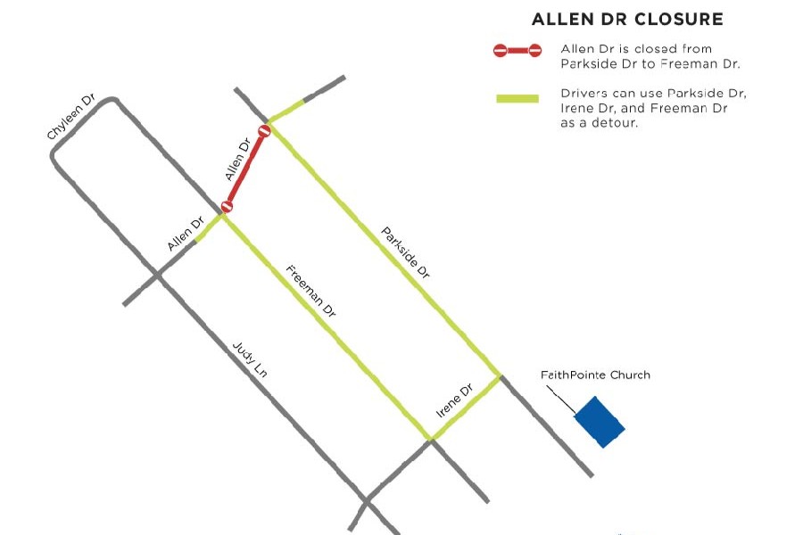 Allen Drive to be closed temporarily for stormwater work