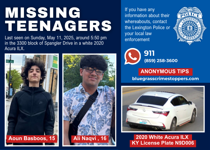 Lexington Police looking for two missing endangered teenagers