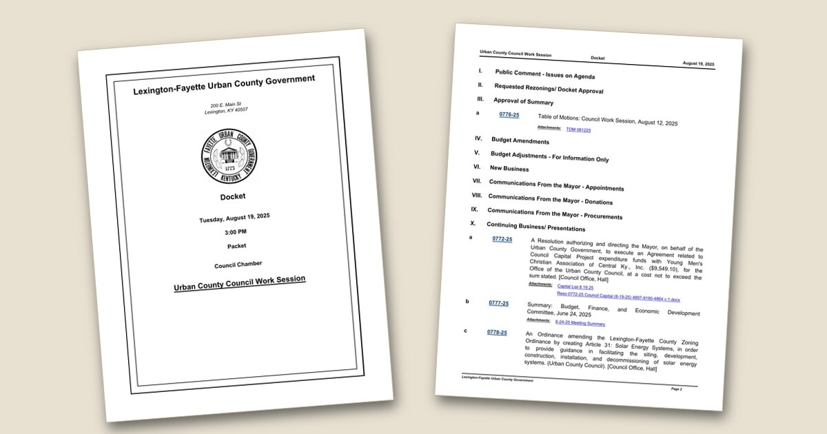 Cover page of the Council to review Phoenix Park sign cost, Winburn Drive extension land swap at Tuesday’s work session agenda PDF