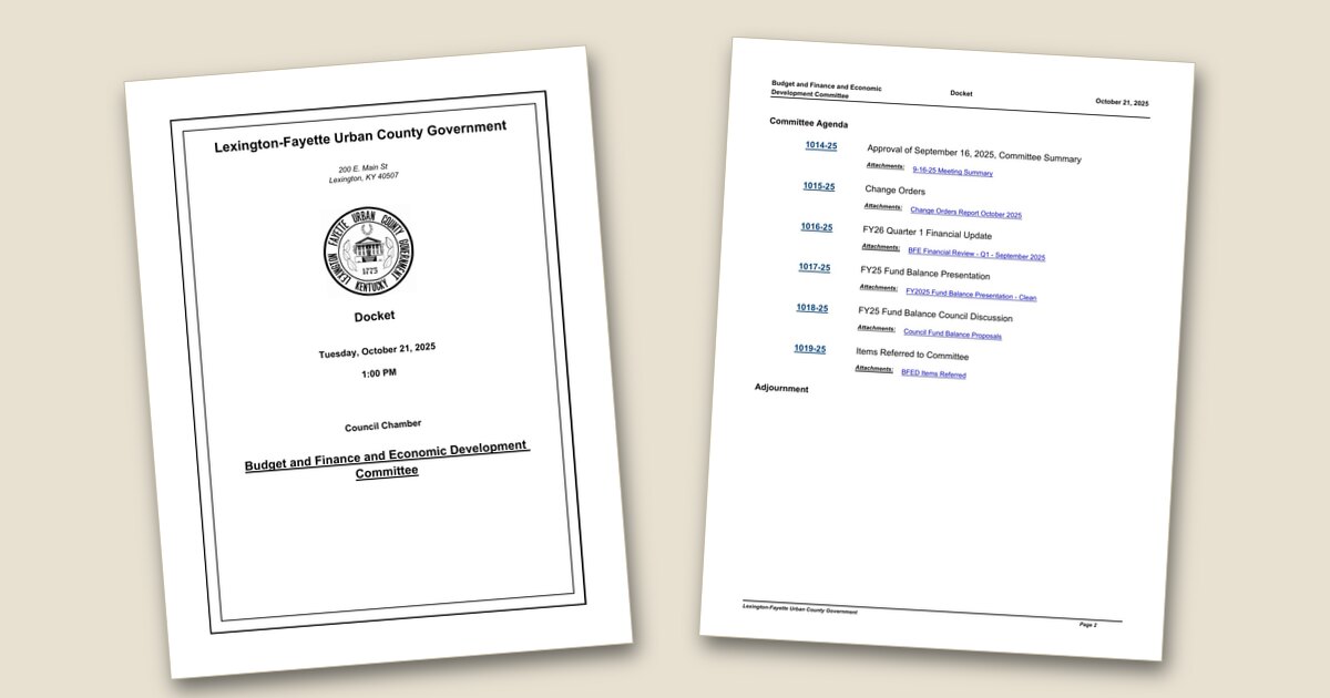 Cover page of the Budget and Finance and Economic Development Committee on 2025-10-21 1:00 PM – Oct 21, 2025 agenda PDF