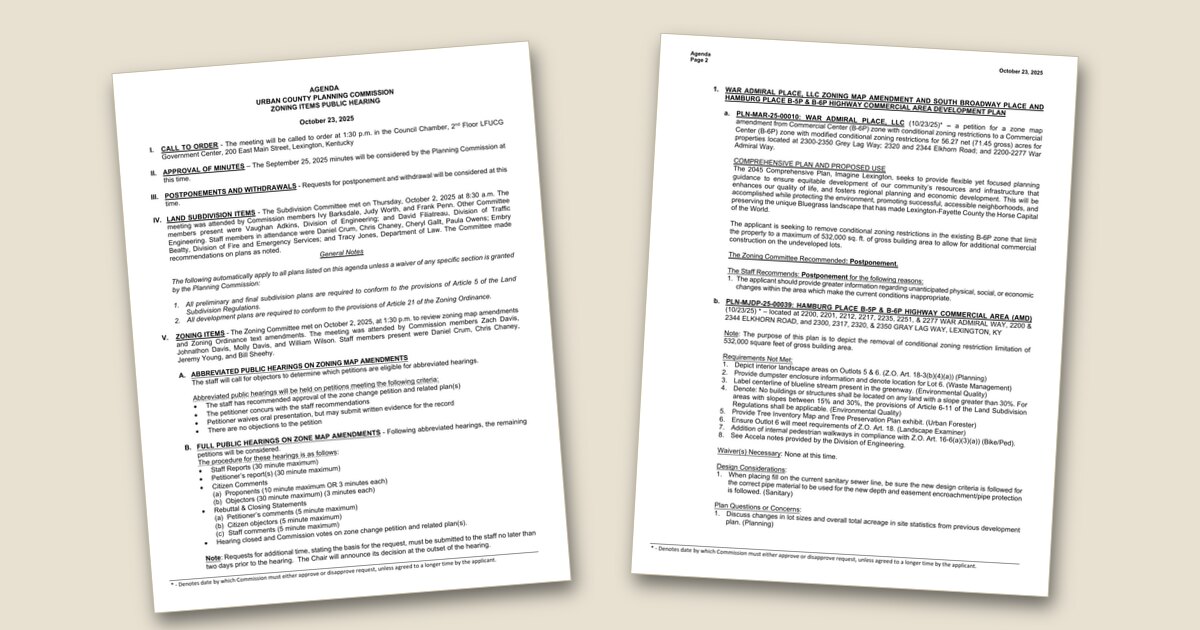 Cover page of the Planning Commission-Zoning Items – Oct 23, 2025 agenda PDF