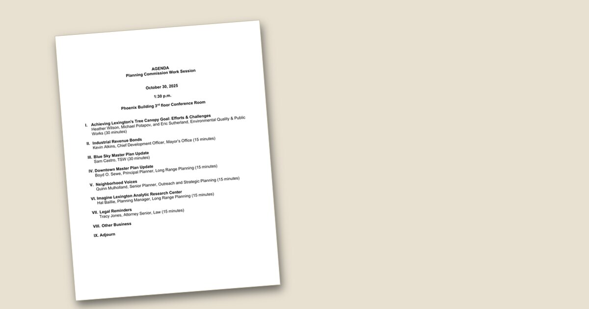 Cover page of the Planning Commission Work Session – Oct 30, 2025 agenda PDF