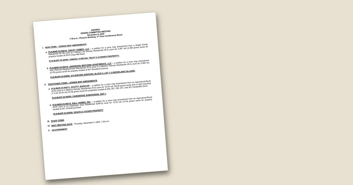 Cover page of the Planning Commission Zoning (Sub) Committee – Nov 06, 2025 agenda PDF