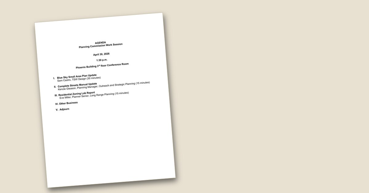 Cover page of the Planning Commission Work Session - Apr 30, 2026 agenda PDF