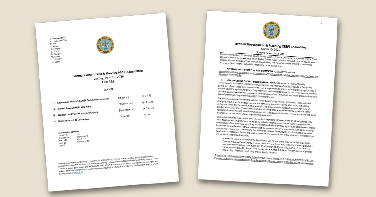 Cover page of the General Government & Planning (GGP) Committee – Apr 28, 2026 agenda PDF