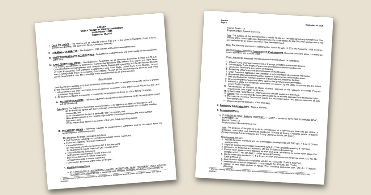 Cover page of the Planning Commission Subdivision Items – Sep 11, 2025 agenda PDF