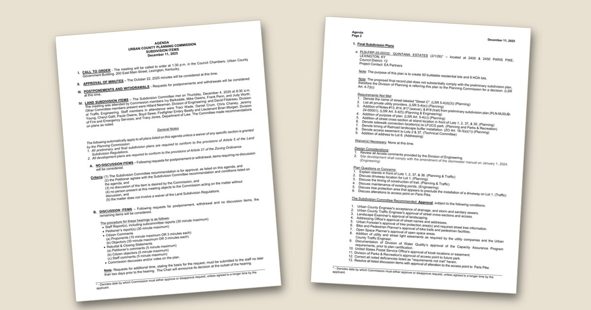 Cover page of the Planning Commission Subdivision Items – Dec 11, 2025 agenda PDF
