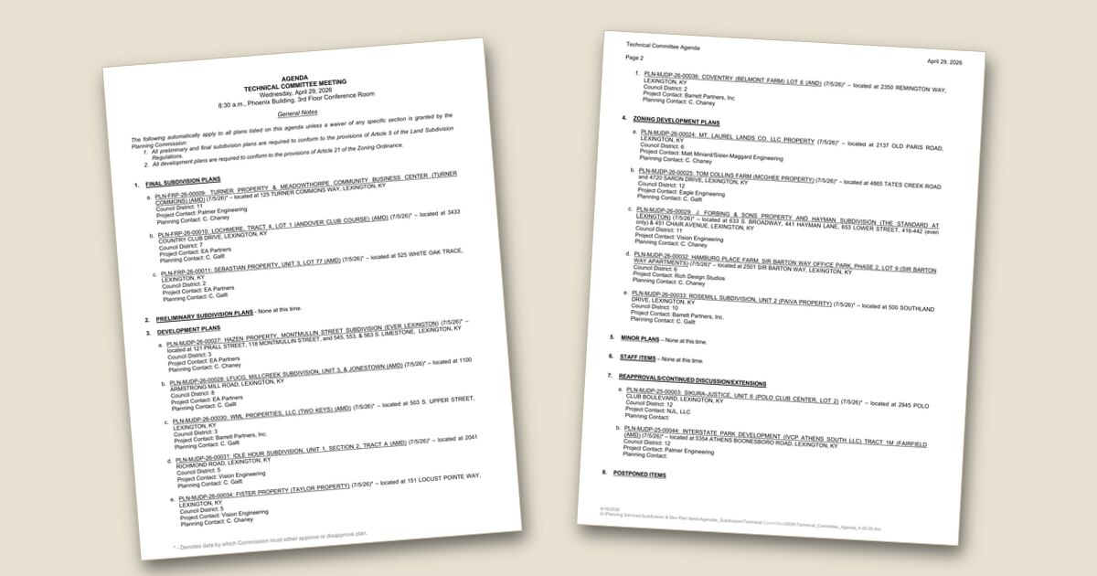 Cover page of the Technical Review Committee – Apr 29, 2026 agenda PDF