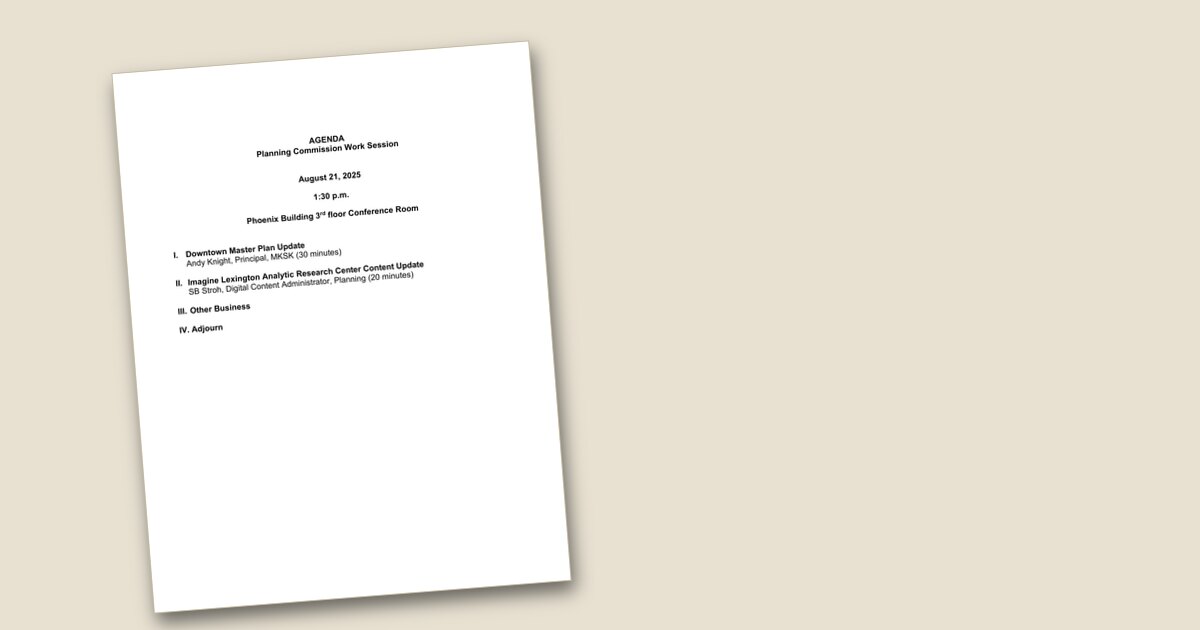 Cover page of the Planning Commission Work Session – Aug 21, 2025 agenda PDF