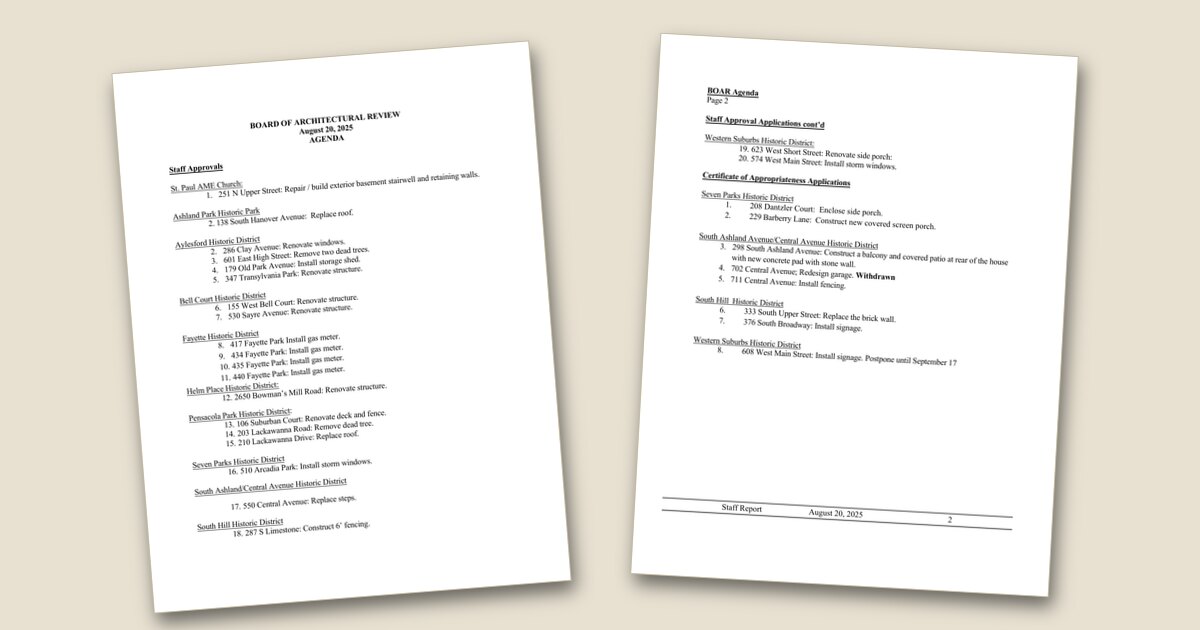 Board OF Architectural Review – Aug 20, 2025