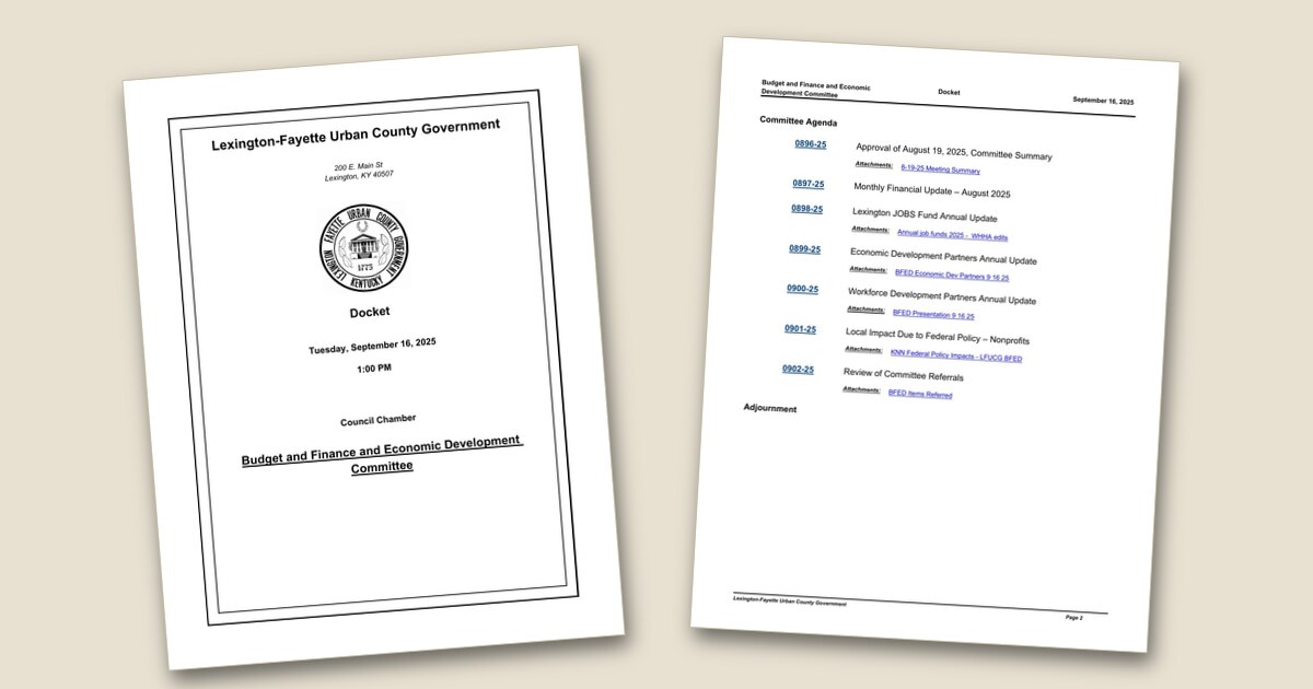 Cover page of the Budget and Finance and Economic Development (BFED) Committee – Sep 16, 2025 agenda PDF