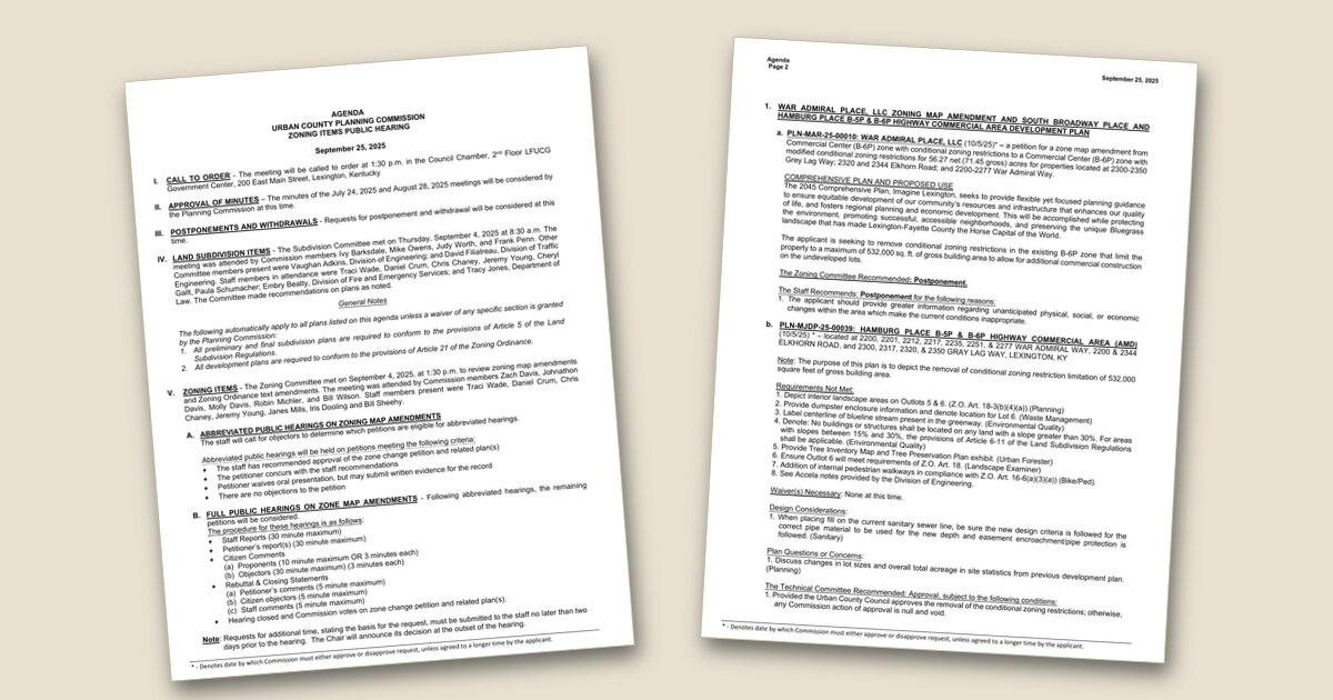 Cover page of the Planning Commission Zoning Items – Sep 25, 2025 agenda PDF