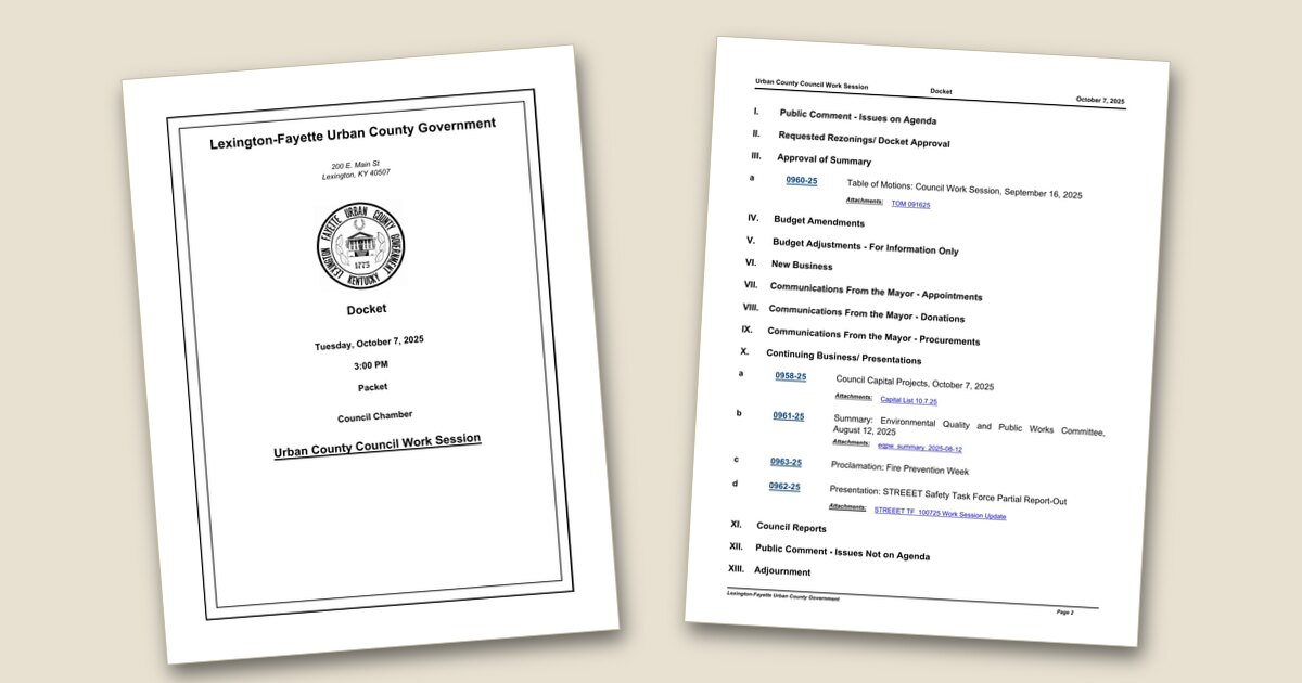 Cover page of the Council Work Session – Oct 07, 2025 agenda PDF