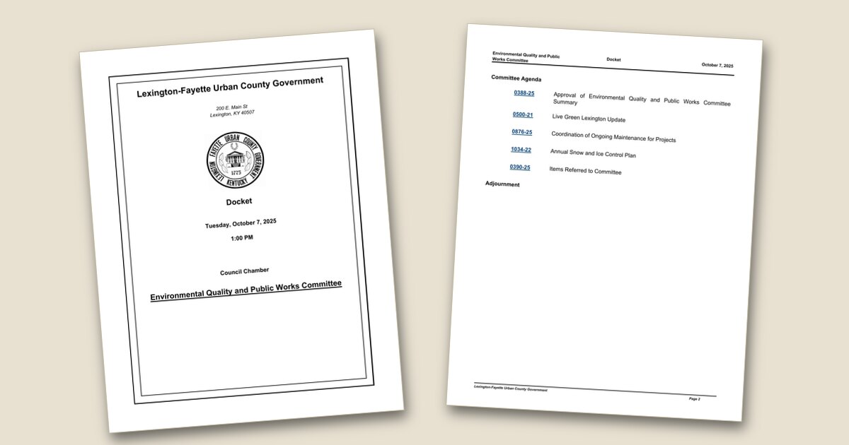 Cover page of the Environmental Quality and Public Works Committee – Oct 07, 2025 agenda PDF