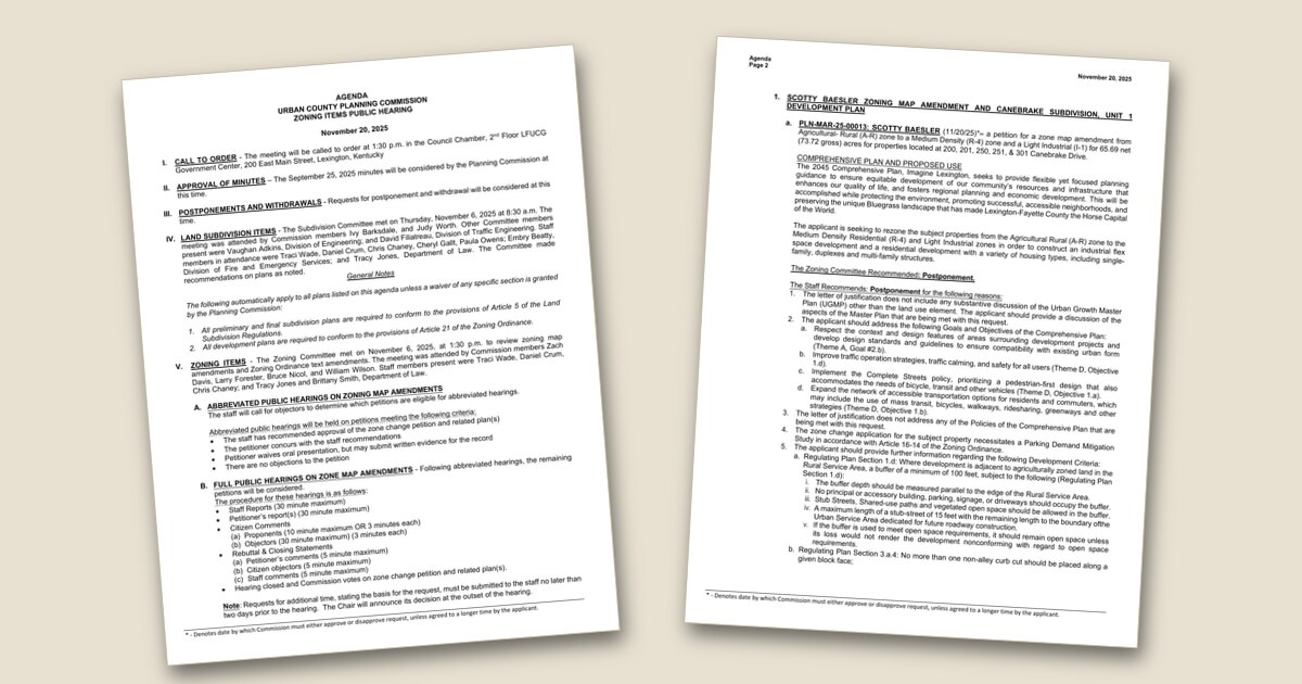 Cover page of the Planning Commission-Zoning Items – Nov 20, 2025 agenda PDF