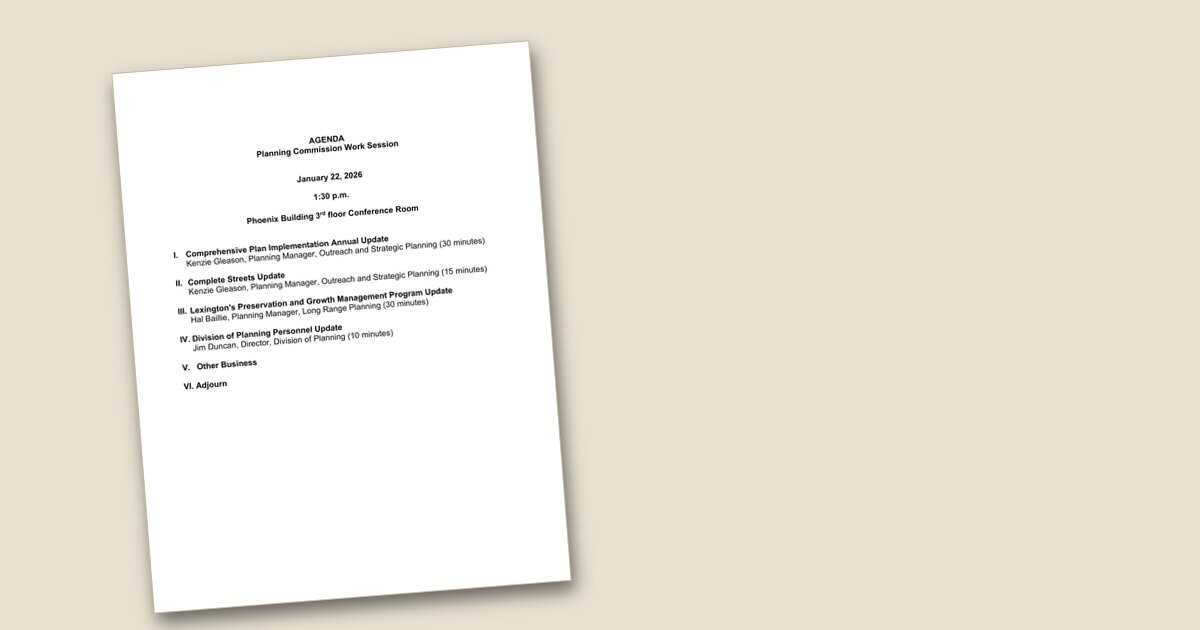 Cover page of the Planning Commission Work Session – Jan 22, 2026 agenda PDF