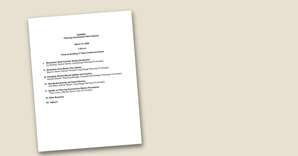 Cover page of the Planning Commission Work Session – Mar 19, 2026 agenda PDF