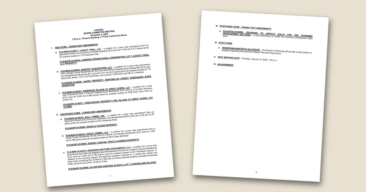 Cover page of the Planning Commission Zoning (Sub) Committee – Dec 04, 2025 agenda PDF