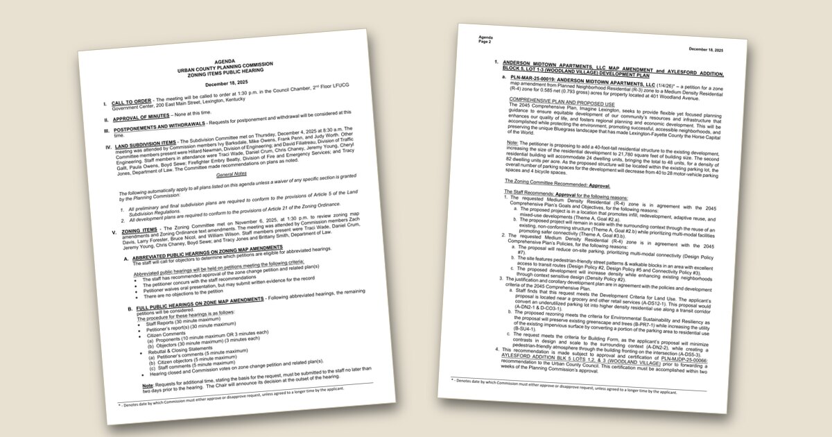 Cover page of the Planning Commission-Zoning Items – Dec 18, 2025 agenda PDF