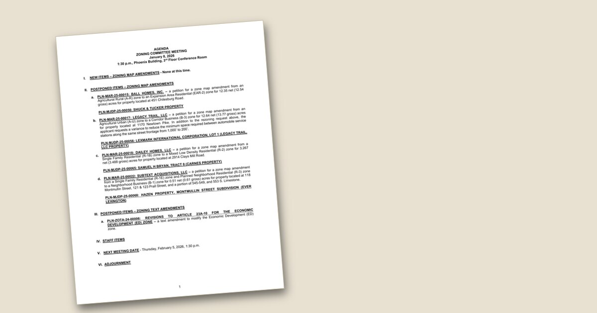 Cover page of the Planning Commission Zoning (Sub) Committee – Jan 08, 2026 agenda PDF