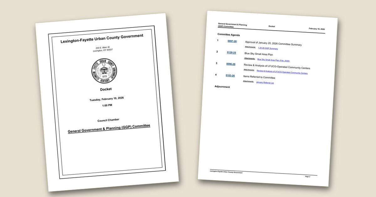 Cover page of the General Government & Planning (GGP) Committee – Feb 10, 2026 agenda PDF