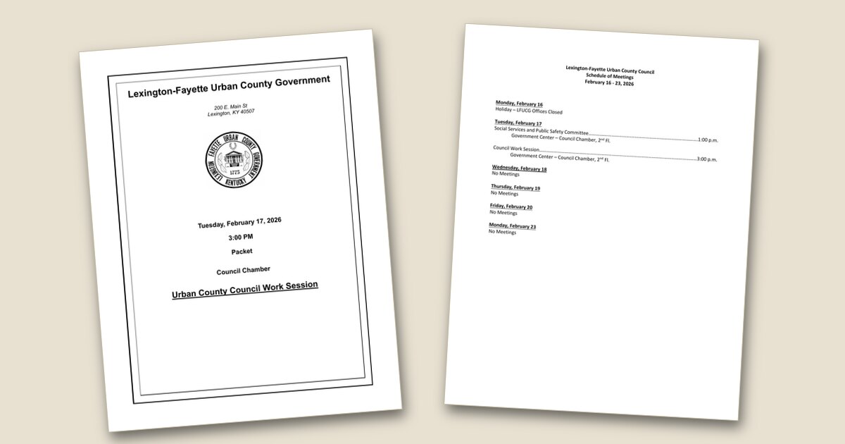 Cover page of the Council Work Session – Feb 17, 2026 agenda PDF