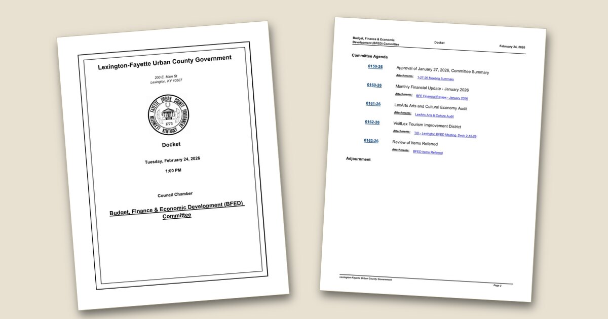 Cover page of the Budget, Finance & Economic Development (BFED) Committee on 2026-02-24 1:00 PM – Feb 24, 2026 agenda PDF