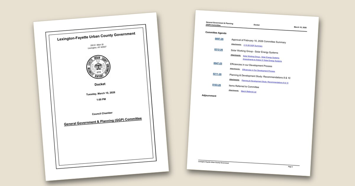 Cover page of the General Government & Planning (GGP) Committee – Mar 10, 2026 agenda PDF