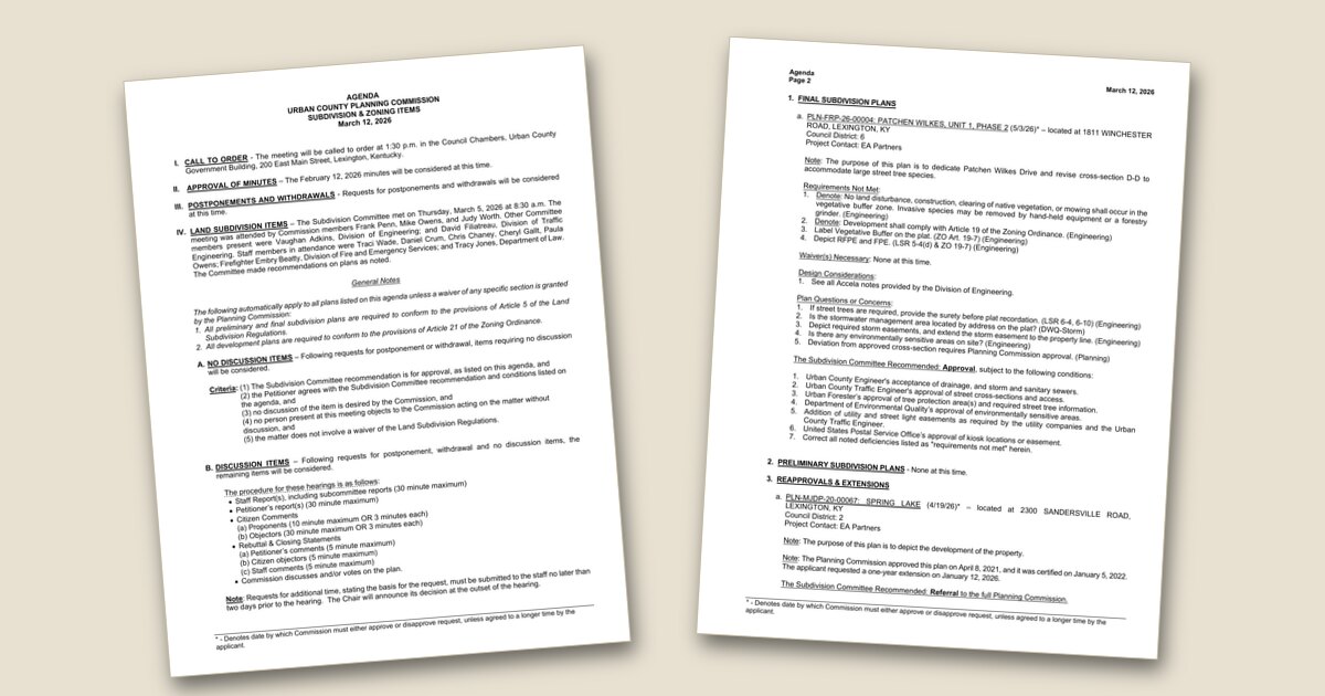 Planning Commission Subdivision Items – Mar 12, 2026