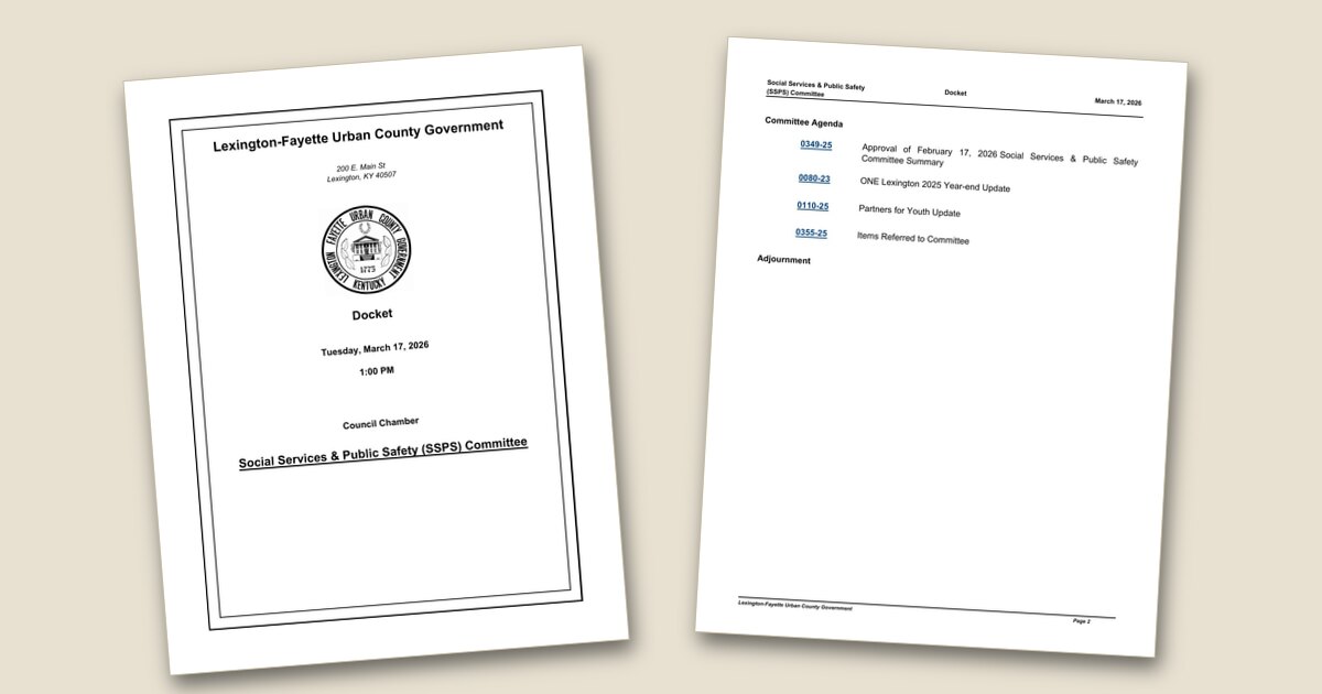 Cover page of the Social Services & Public Safety (SSPS) Committee – Mar 17, 2026 agenda PDF