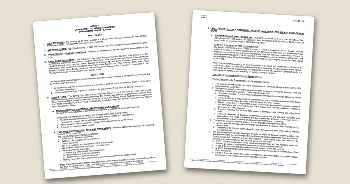 Cover page of the Planning Commission – Zoning Items – Mar 26, 2026 agenda PDF