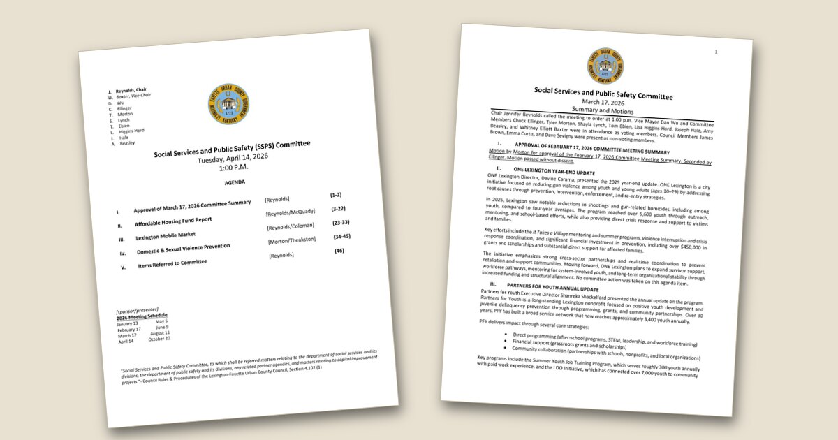 Social Services & Public Safety (SSPS) Committee – Apr 14, 2026