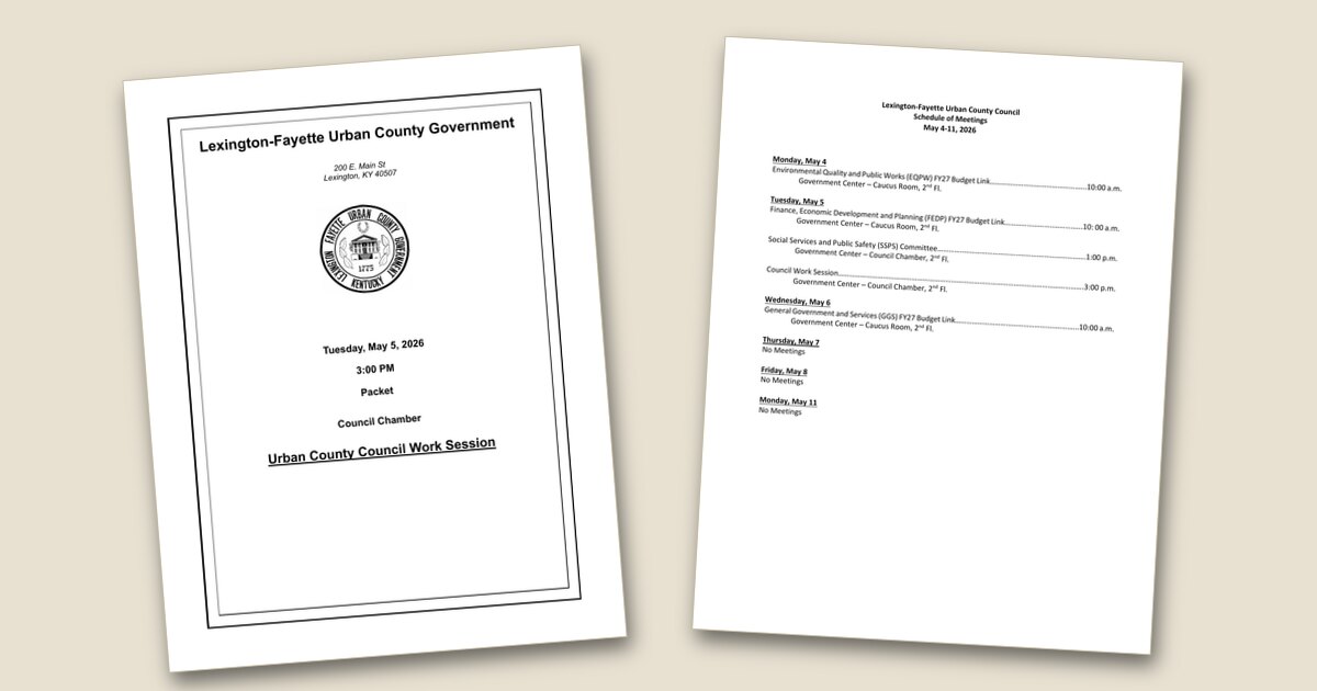 Cover page of the Council Work Session – May 05, 2026 agenda PDF