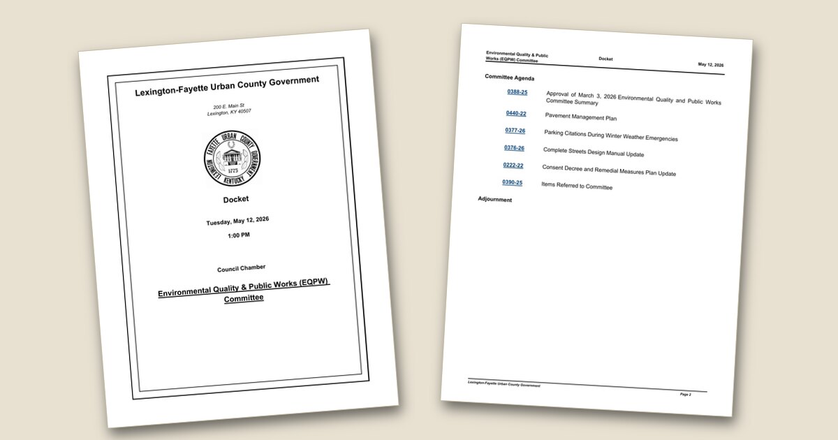 Cover page of the Environmental Quality & Public Works (EQPW) Committee – May 12, 2026 agenda PDF