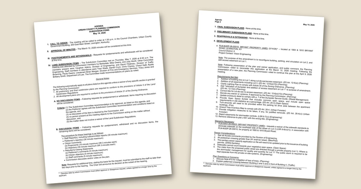 Planning Commission Subdivision Items – May 14, 2026