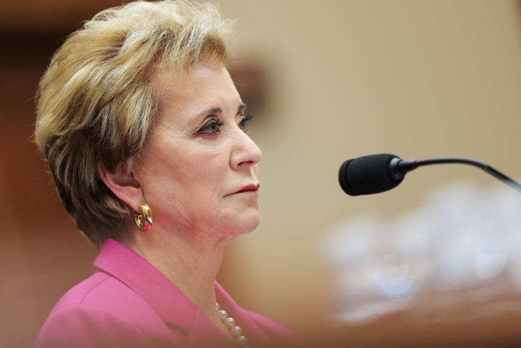 U.S. Education Secretary Linda McMahon testifies before the House Committee on Education and Workforce on May 14, 2026. The hearing examined the policies and priorities of the Department of Education. (Photo by Heather Diehl/Getty Images)