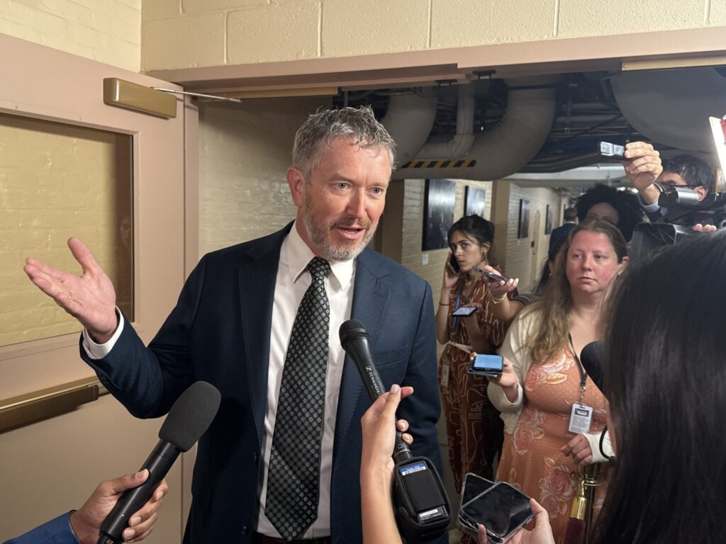 U.S. Representative Thomas Massie speaks to reporters at the U.S. Capitol