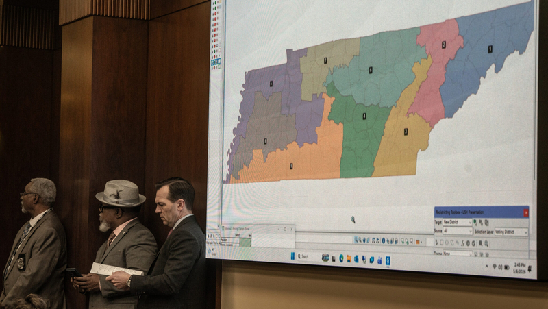 A redrawn U.S. House district map shows Memphis split into three separate districts. (Photo: by John Partipilo/Tennessee Lookout)
