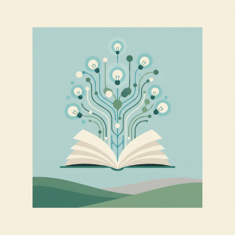 An illustration featuring an open book