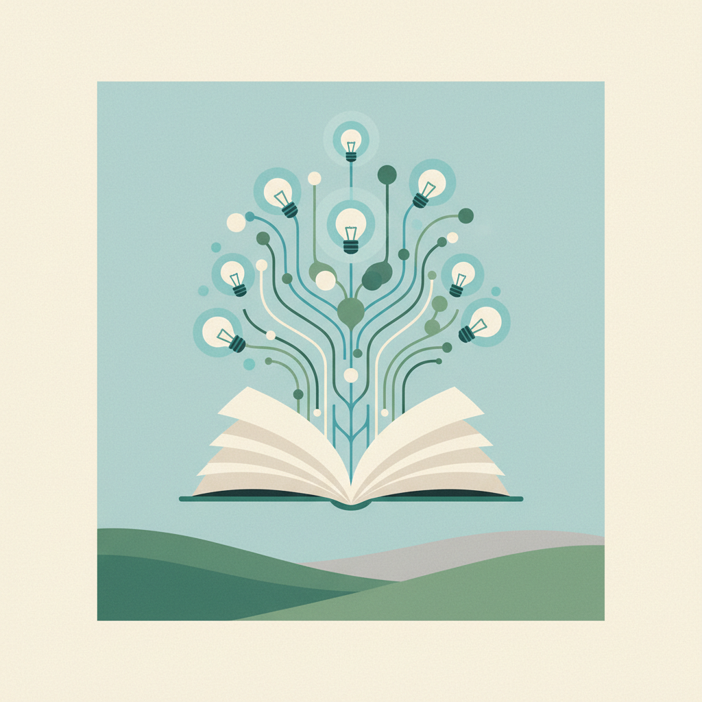 An illustration featuring an open book