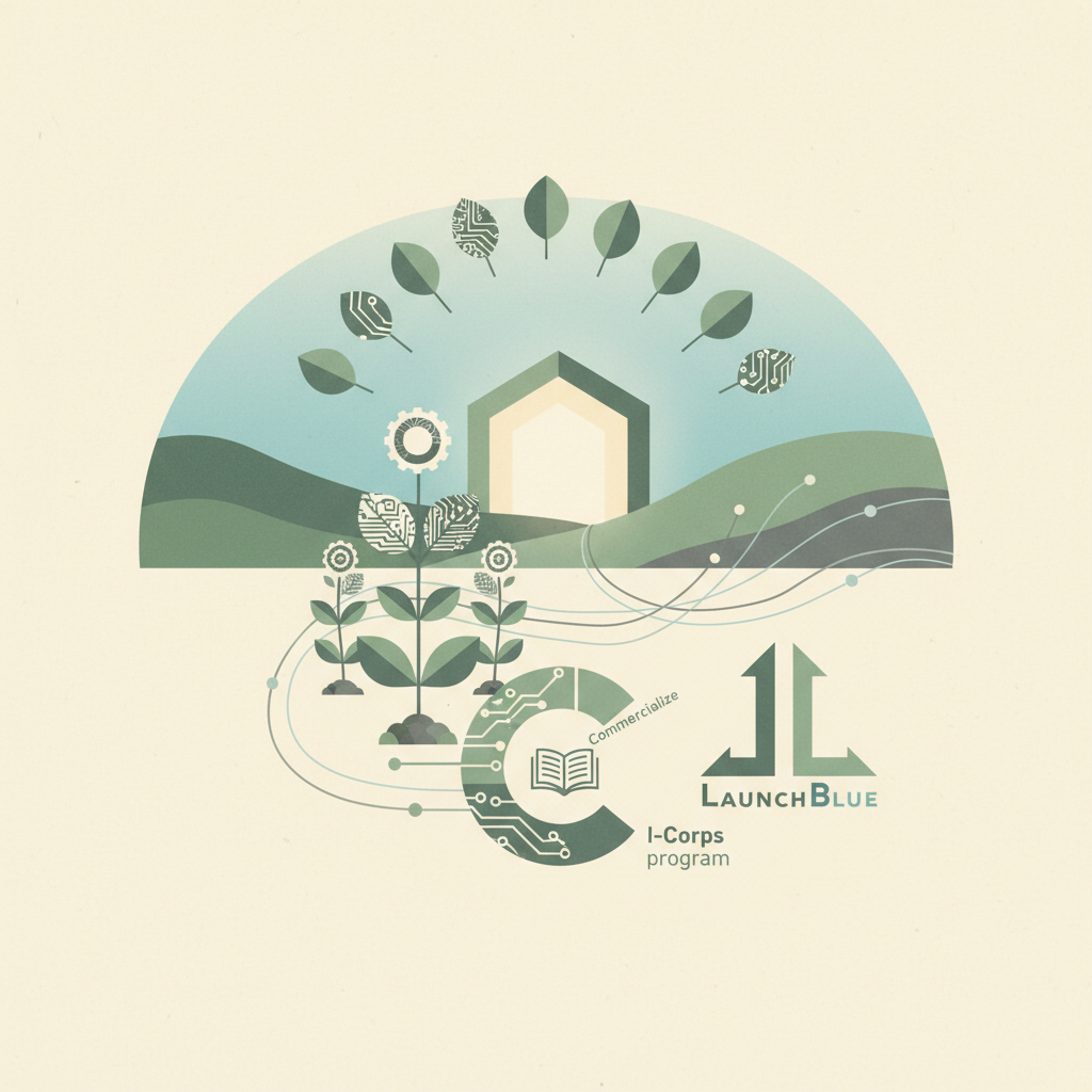An agricultural technology illustration featuring a stylized